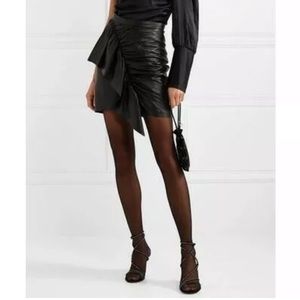 New Isabel Marant Ruffle Nela Lamb Leather Mini Skirt Size 38 FR / 6 US